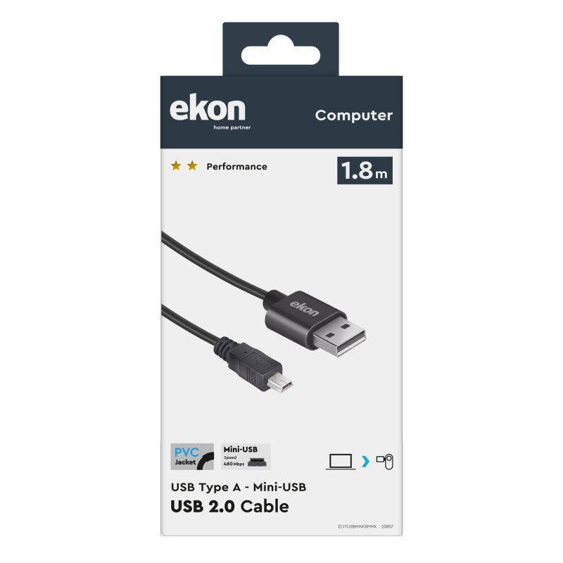 Cable with Type A male USB and male mini-USB