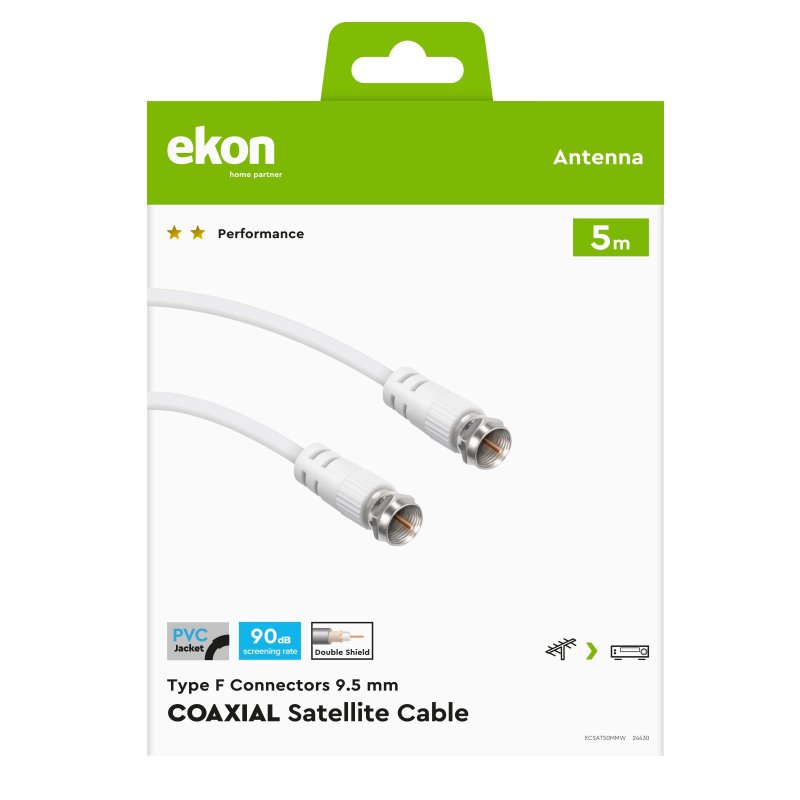 Satellite cable, connectors type F male to male Type F