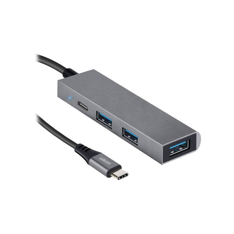 HUB with 3 USB-A ports, 1 USB-C port and USB-C power cable