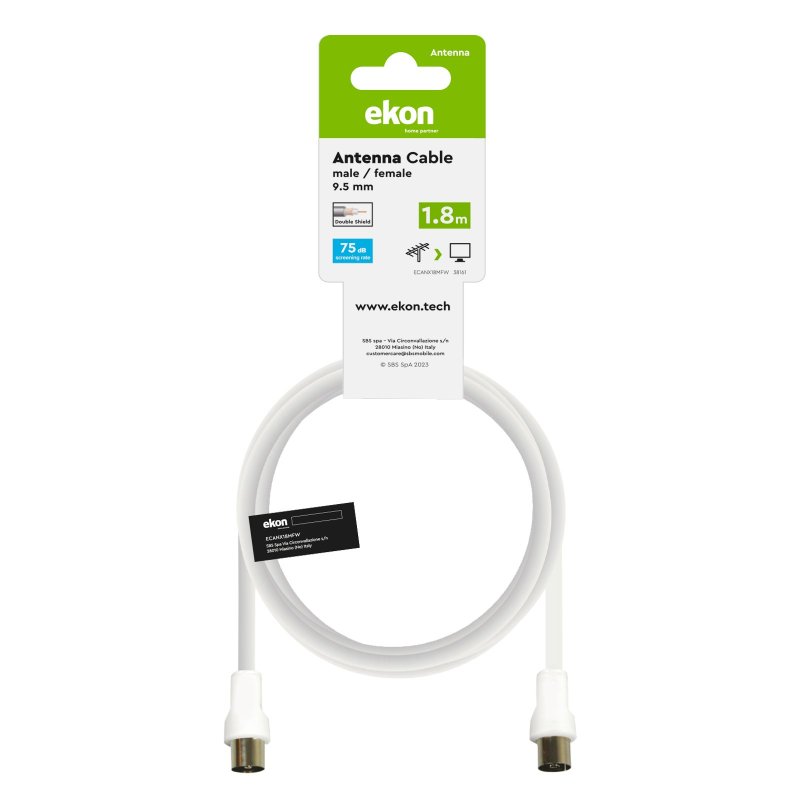 White male / female antenna cable 75dB