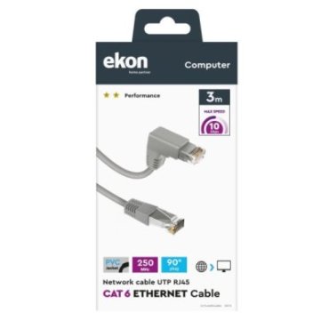 Network cable with 90° and 180° RJ45 connectors