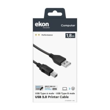 Type A and Type B USB cable