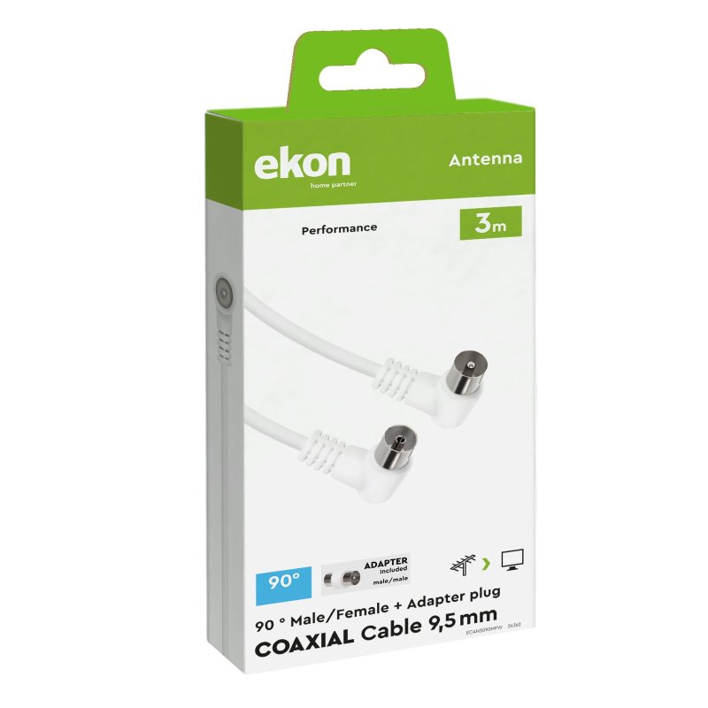 Antenna cable with angled connectors, 75dB