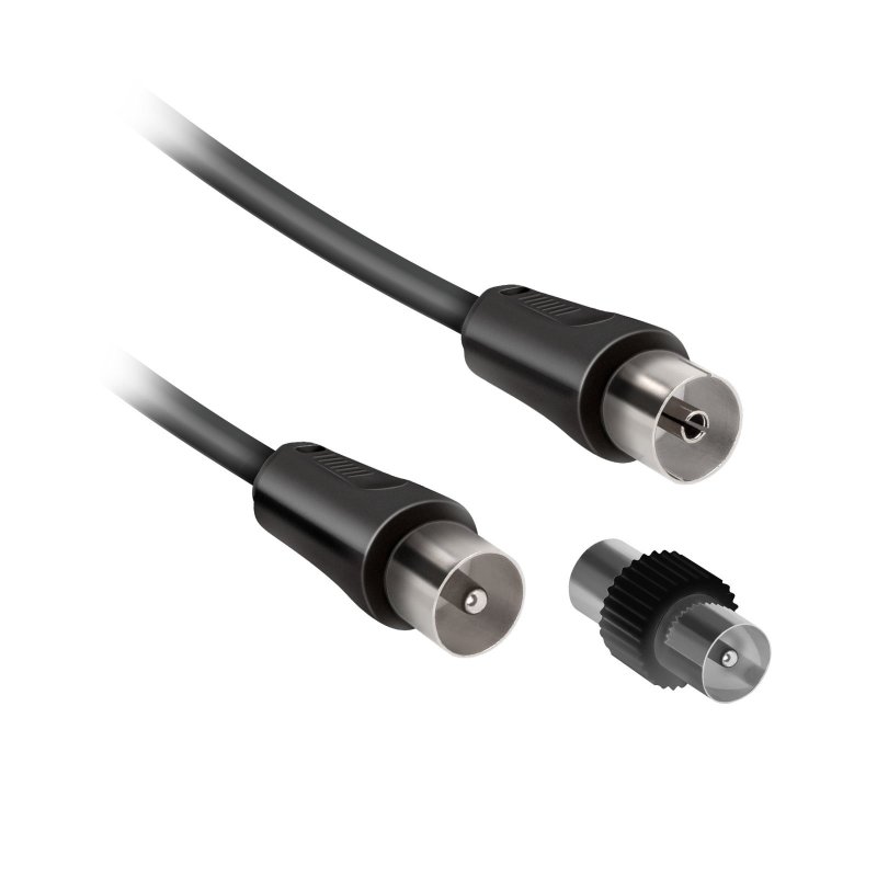 Male / female antenna cable + adapter 75dB
