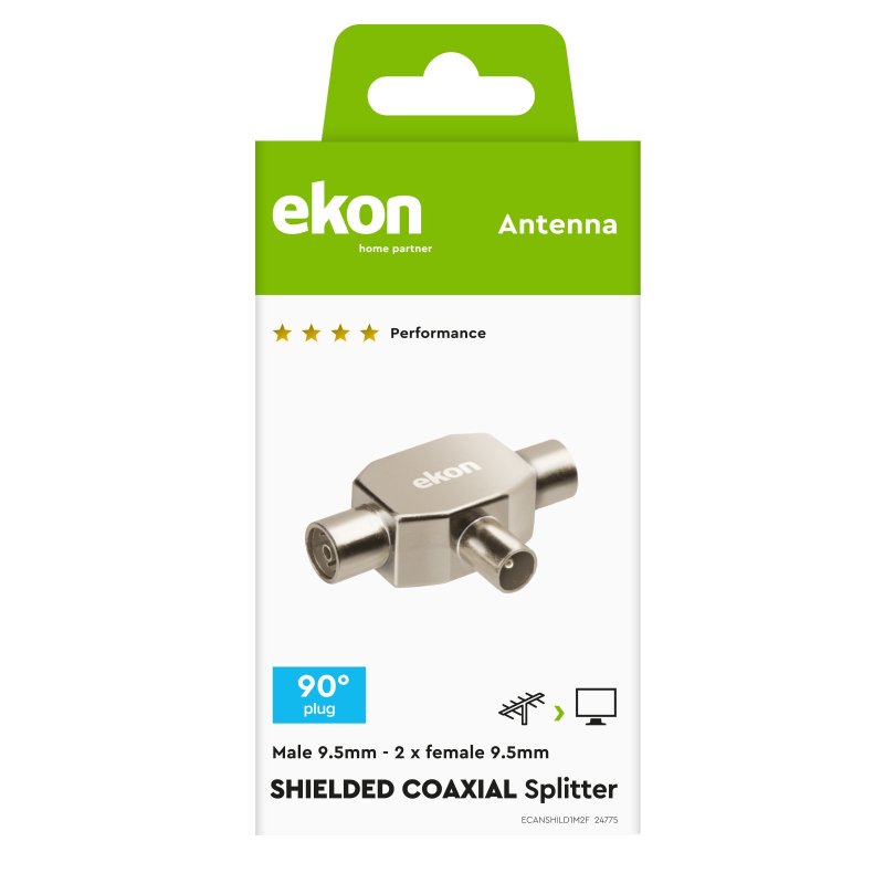 Shielded 9.5mm coaxial antenna splitter