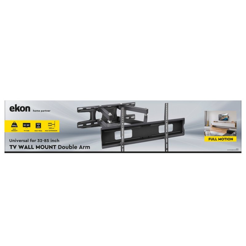 Double adjustable wall-mounted TV support 32-85 Inches, 60kg