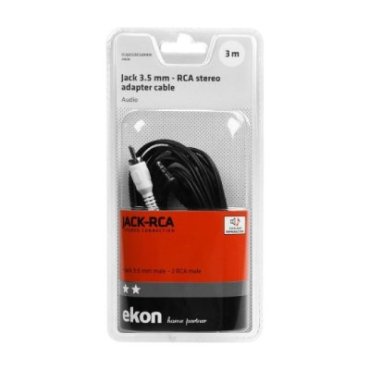 Audio cable with a 3.5mm jack and two male RCA connectors