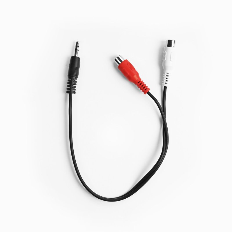 Audio cable with 3.5mm male jack and two female RCA connectors