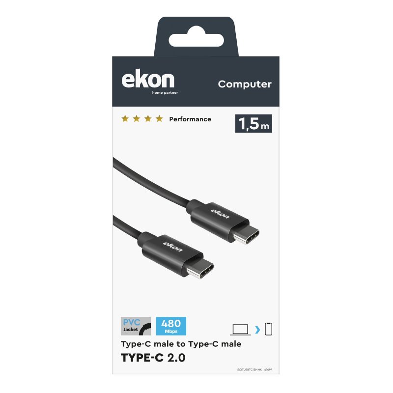 USB-C 2.0 male-to-male cable