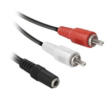 Audio cable with 3.5mm male jack and two female RCA connectors