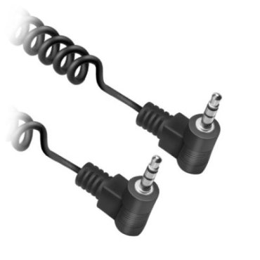 Spiral audio cable with 90° jack, 0.75m