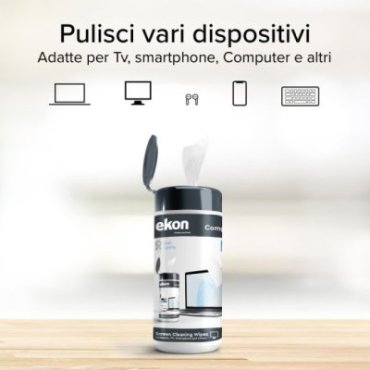 Pack of 100 sanitising wipes for screens and monitors