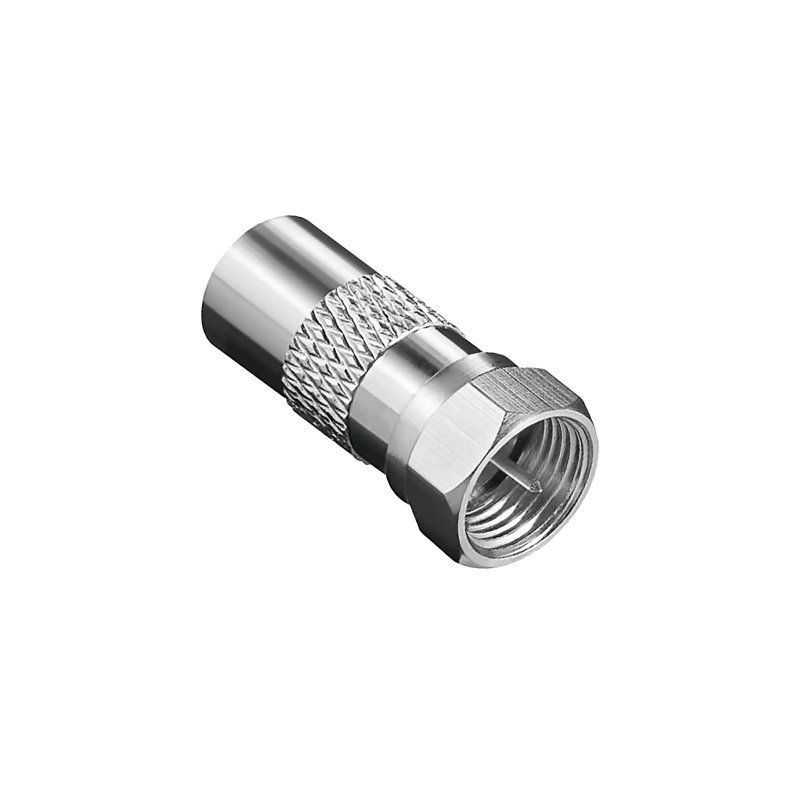 Male Type F antenna adapter with a female coaxial socket
