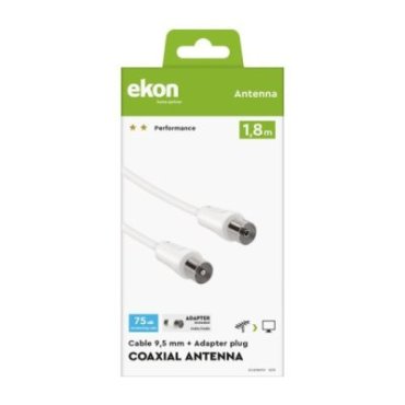 Male / female antenna cable + adapter 75dB