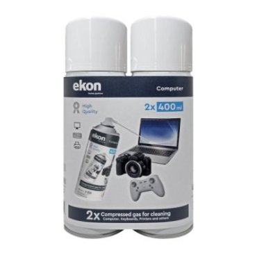2 x 400ml canisters of compressed gas for cleaning office equipment