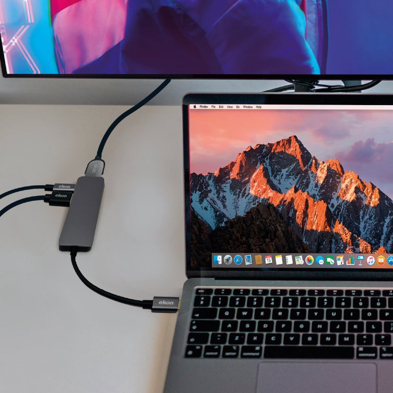 Aluminium hub with 3 USB 3.0 ports, USB-C output up to 100W, HDMI port for 4K Ultra HD