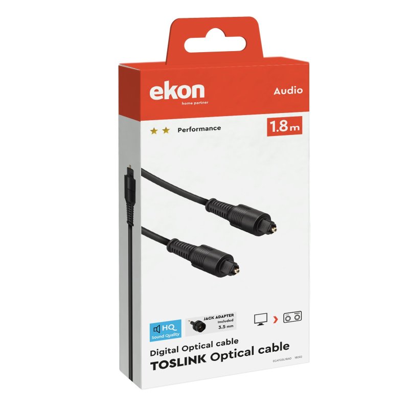 Toslink optical cable and 3.5 mm Toslink adapter