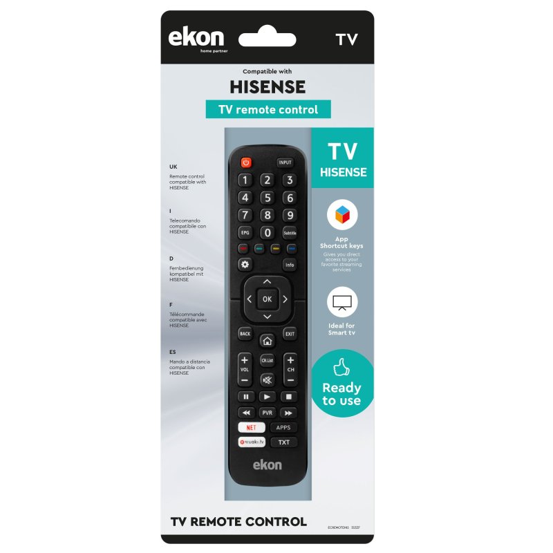 Remote control for Hisense TVs and Smart TVs