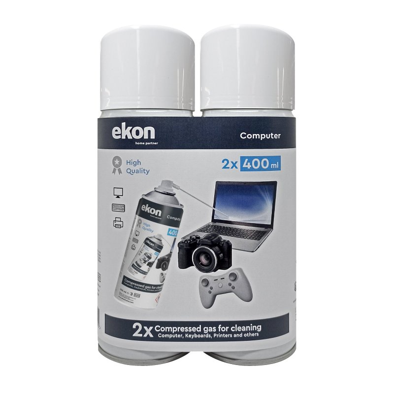 2 x 400ml canisters of compressed gas for cleaning office equipment