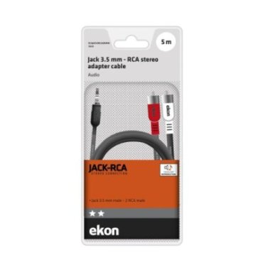 Audio cable with a 3.5mm jack and two male RCA connectors