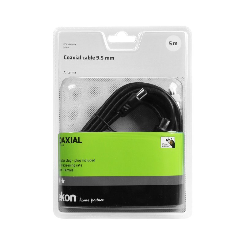 Male / female antenna cable + adapter 75dB