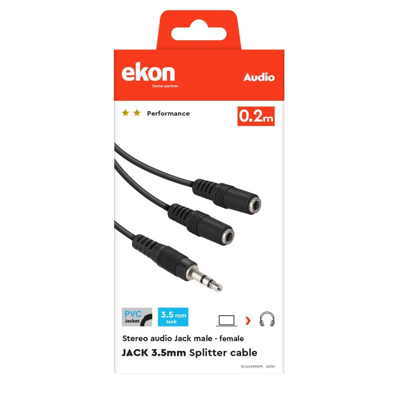 3.5 mm male - female splitter jack