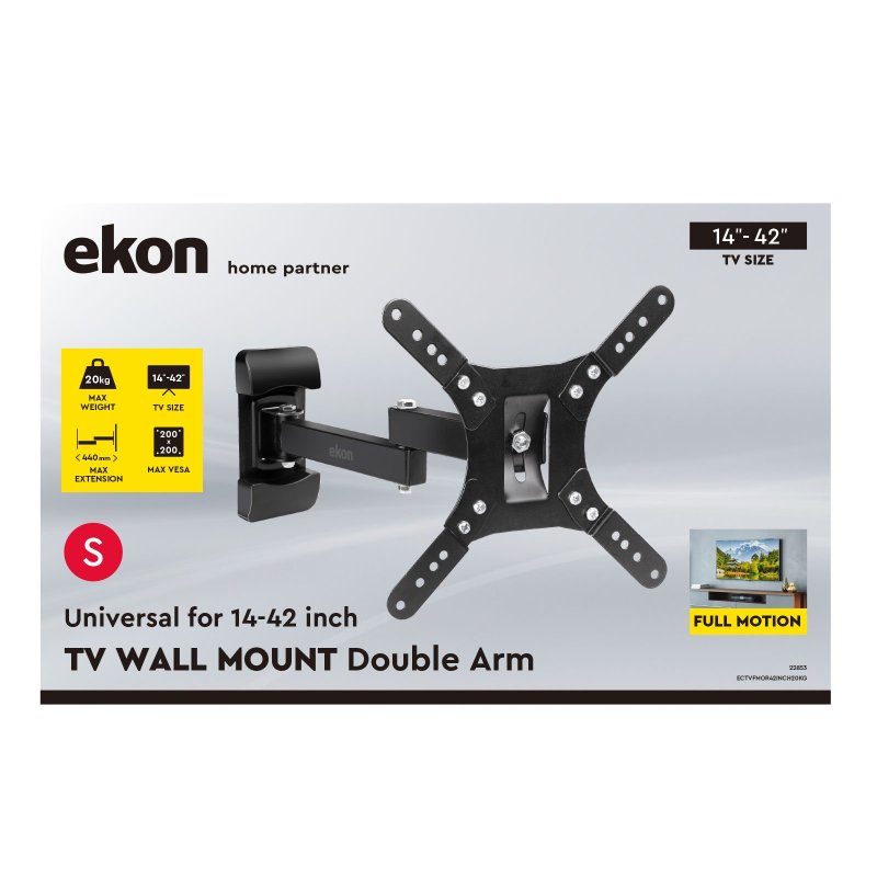 Double swivel wall mount for TVs from 14 to 42 inches