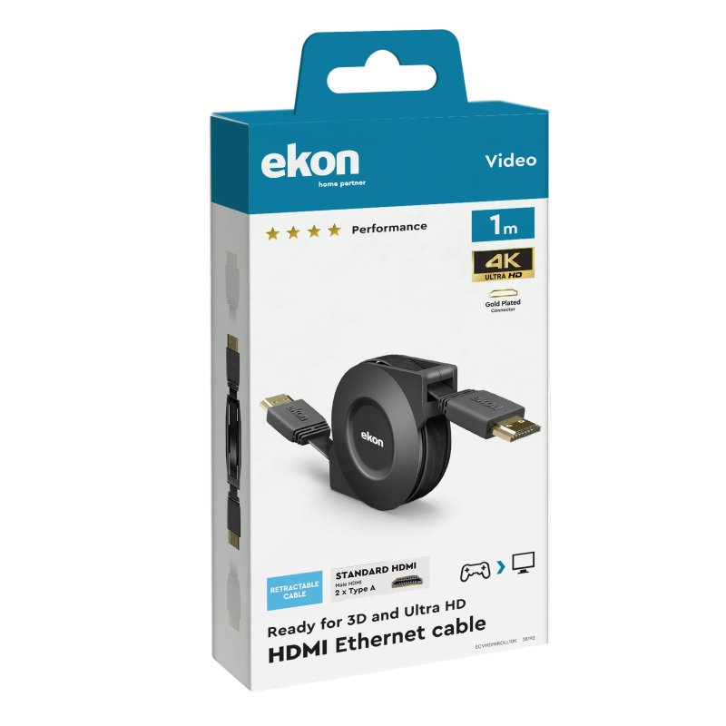 Gold plated retractable HDMI v.2.0 cable