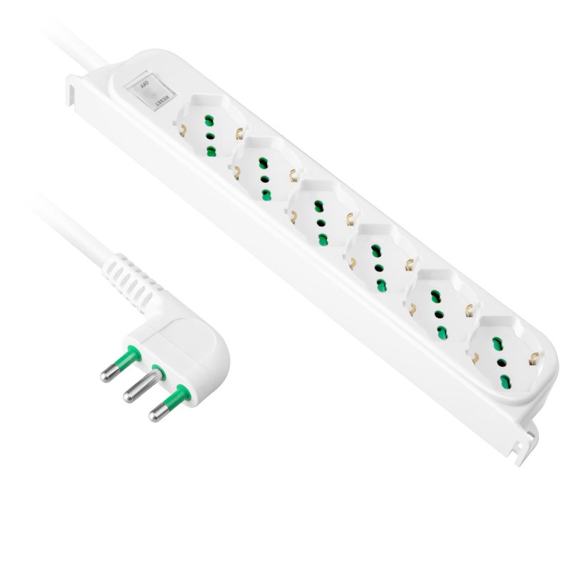 Power strip with 6 Italian-German sockets