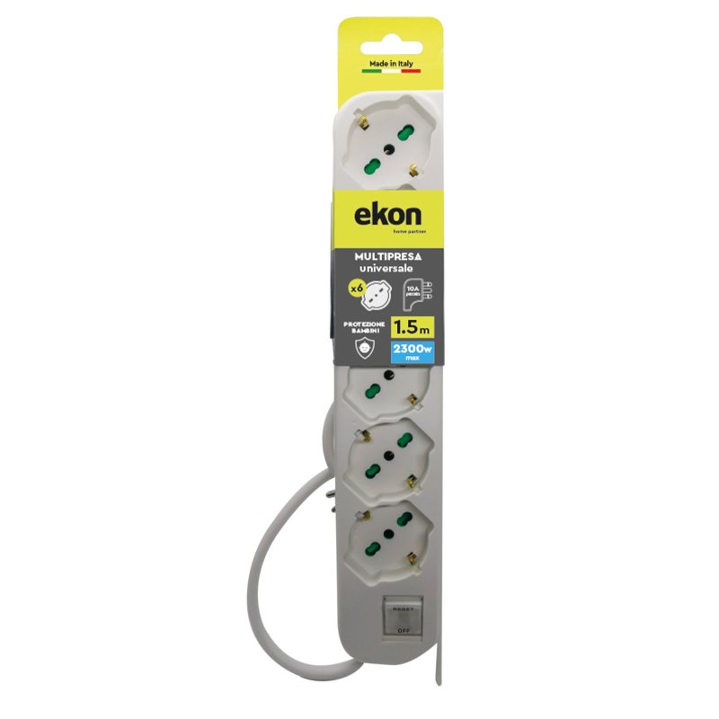 Power strip with 6 Italian-German sockets