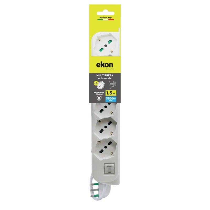 Power strip with 6 Italian/German sockets