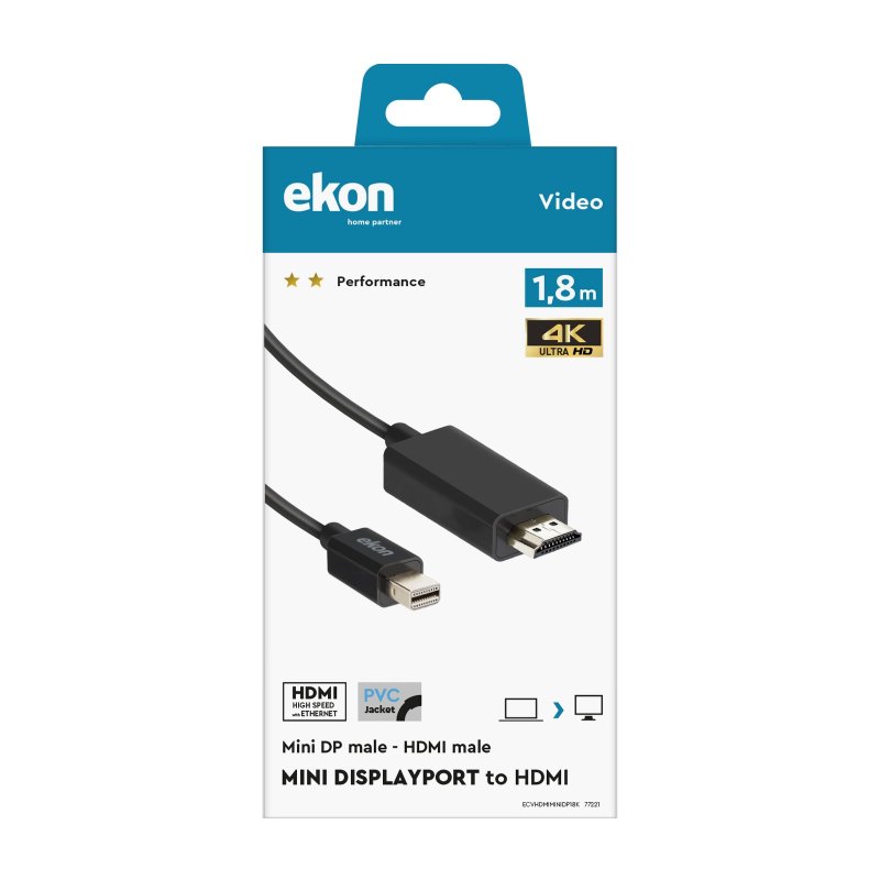V 1.4 HDMI cable with Ethernet mini display port