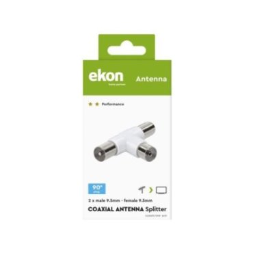 Coaxial antenna splitter with two male outputs Coaxial antenna splitter with two male outputs