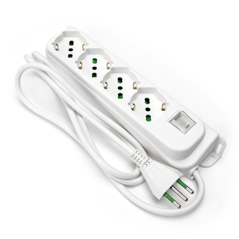 Power strip with 4 Italian-German sockets