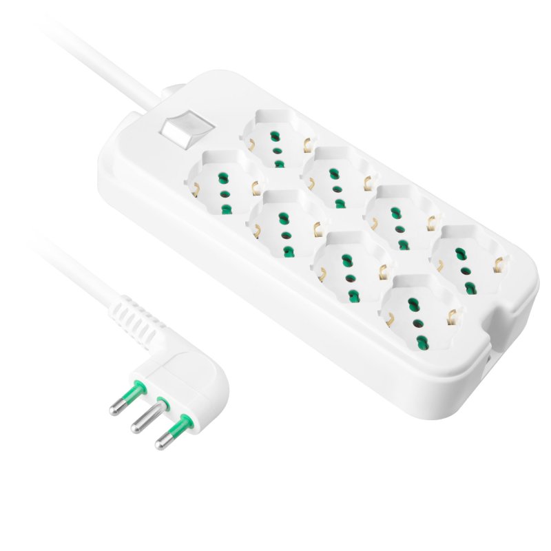 Power strip with 8 Italian/German ports