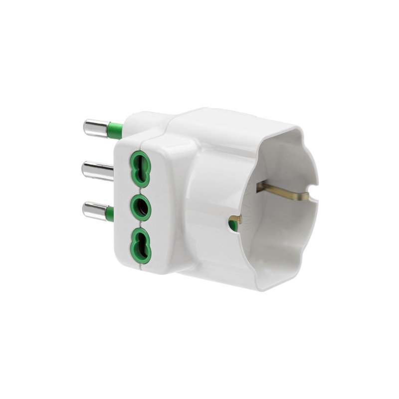 Adapter 2 x 16A Italian two-way sockets, 1 x 16A German-Italian socket