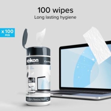 Pack of 100 sanitising wipes for screens and monitors