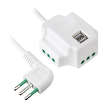 Power strip with 3 Italian plugs and 2 USB-A sockets