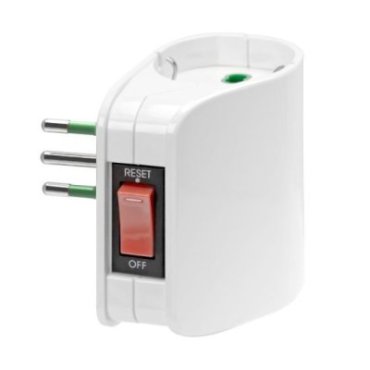 Adapter 10A Italian plug to German-Italian with overload switch