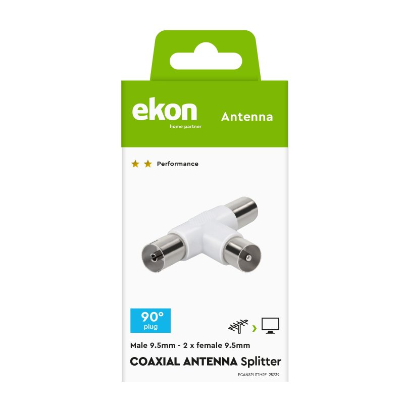 Coaxial antenna splitter with two female outputs