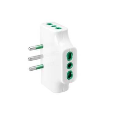 Adattatore triplo piatto con 3 prese bipasso italiane