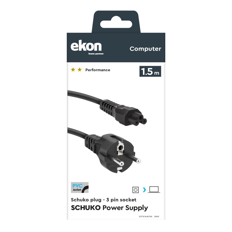 Power cord with plug and socket