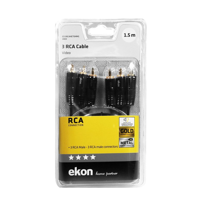 3 RCA cable with gold-plated connectors