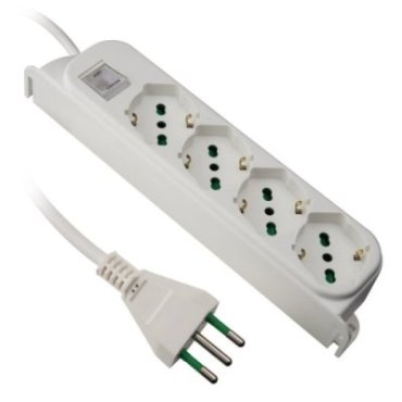 Power strip with 4 German-Italian 2-pin sockets