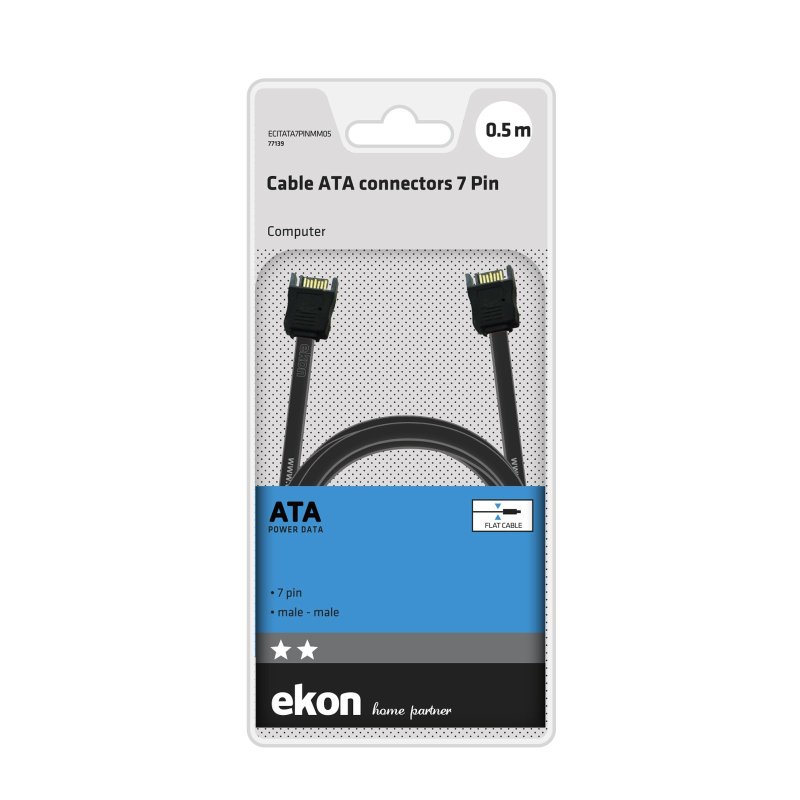 Flat ATA cable, 7-pin male - male