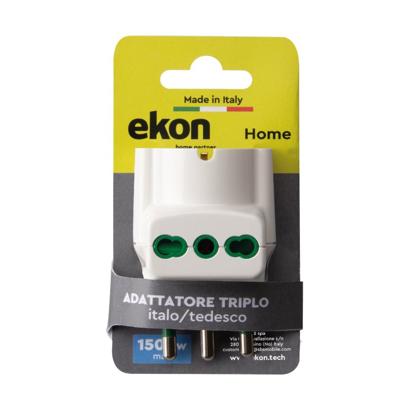 Adapter 2 x 16A Italian two-way sockets, 1 x 16A German-Italian socket