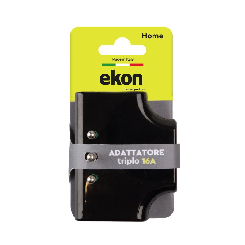 Triple flat adapter with 3 Italian 2-pin sockets