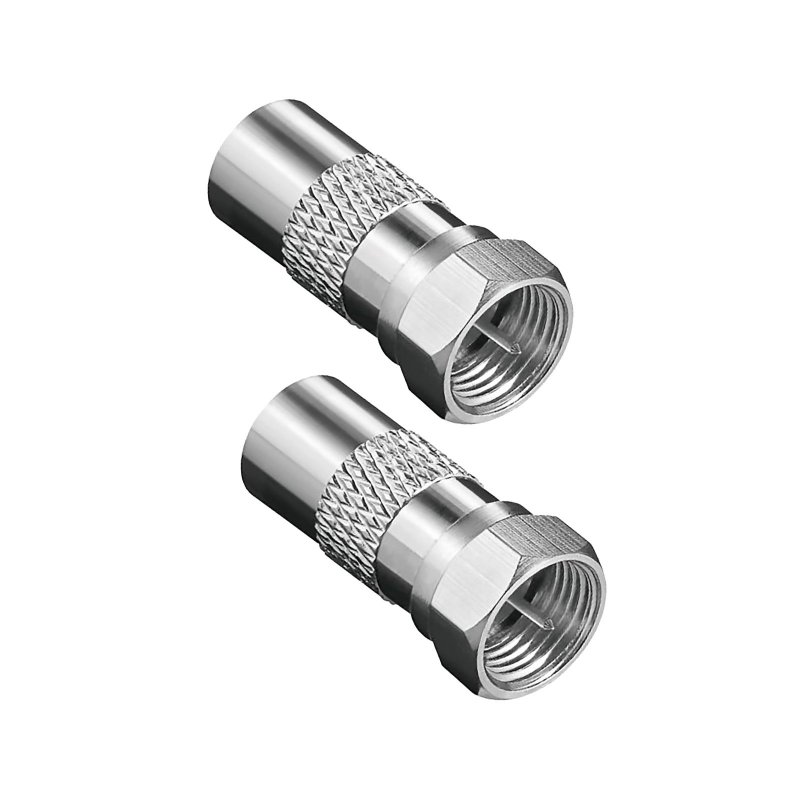2 Type F male-female coaxial adapters