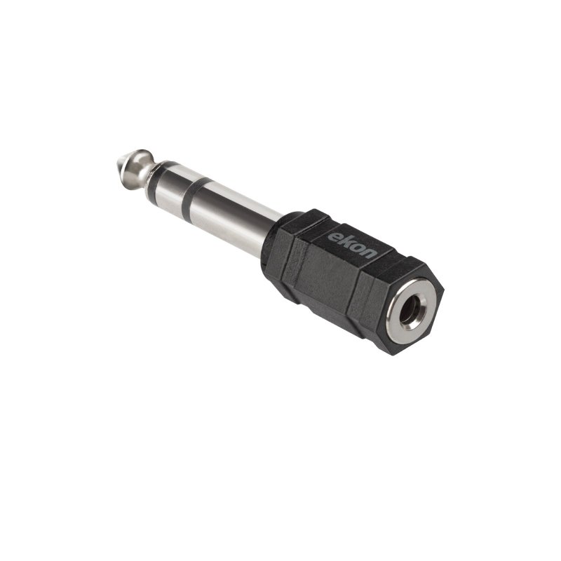 Audio adapter with 3.5mm female jack and 6.3mm male jack connectors