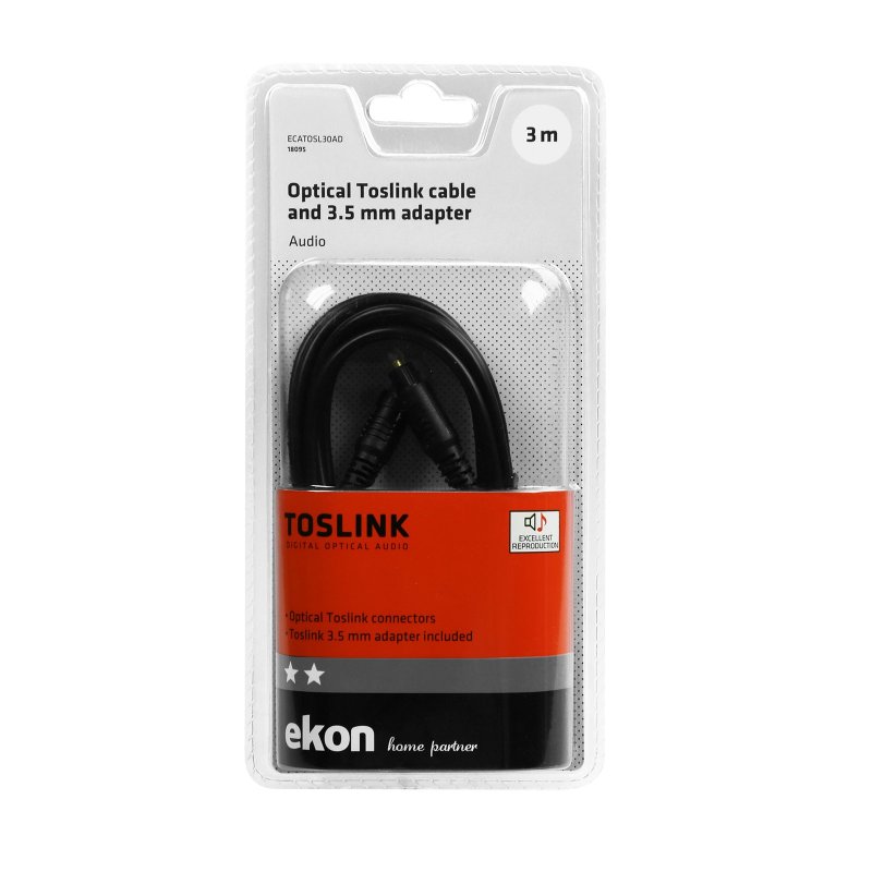 Toslink optical cable and 3.5 mm Toslink adapter